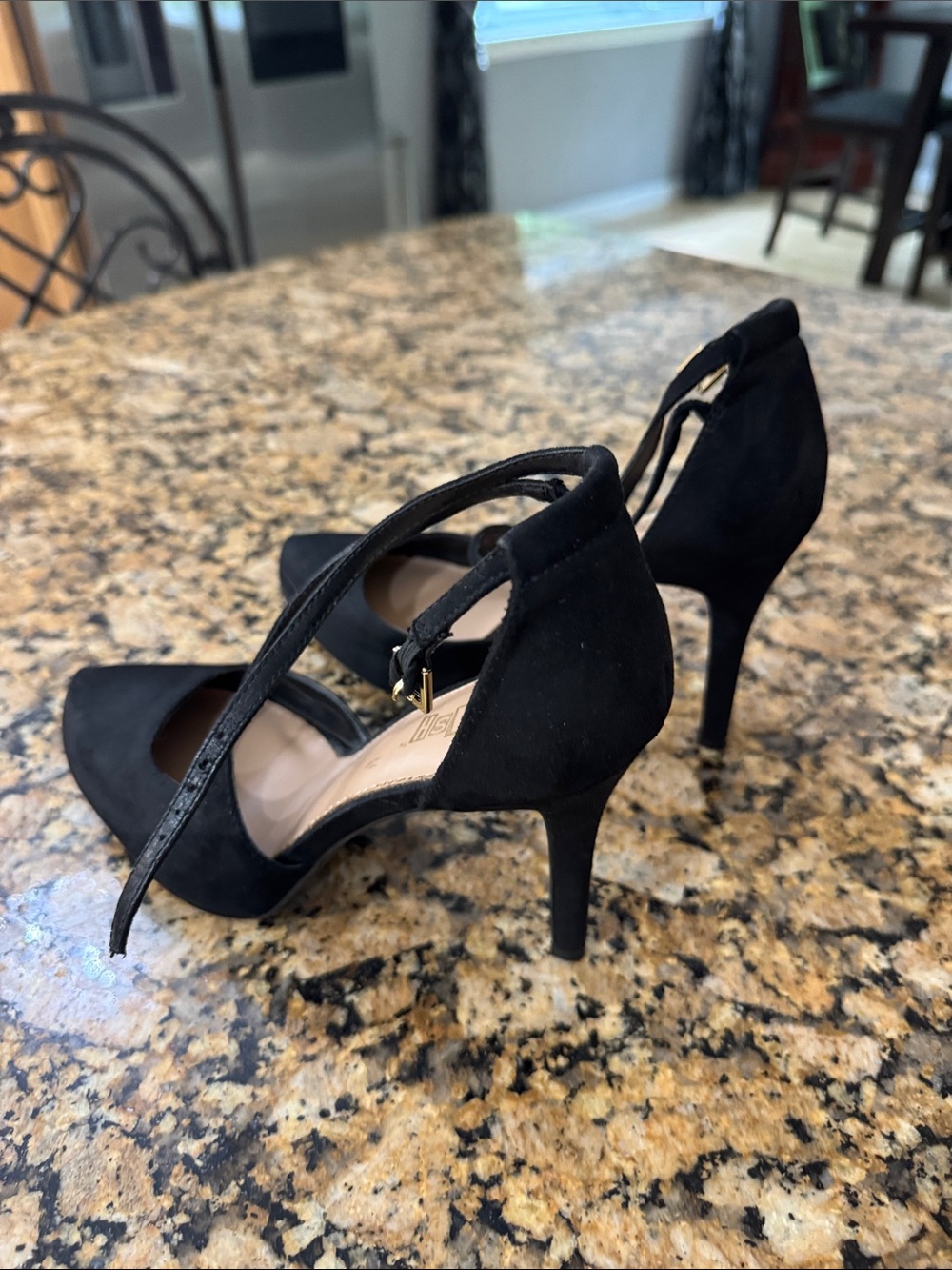 Black Pointed-Toe Ankle-Strap Women’s Flats - Picture 4 of 5